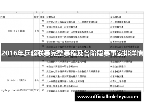2016年乒超联赛完整赛程及各阶段赛事安排详情